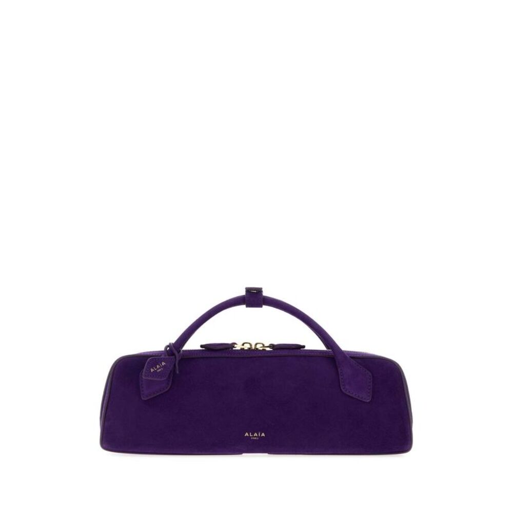 Alaia Women Purple Suede Teckel Handbag